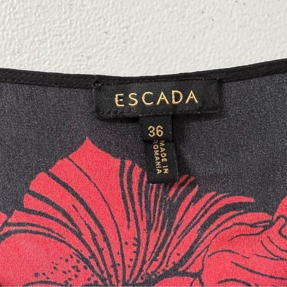 Escada Silk Floral Blouse‎ Womens Small Dark Feminine Gothic Maximalism Elegant - Picture 4 of 6